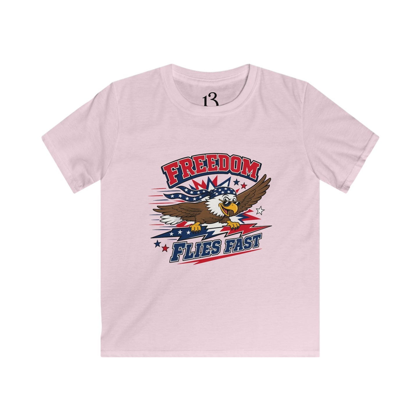 Kids Tee — "Freedom Flies Fast" Patriotic Eagle Shirt for 4th of July