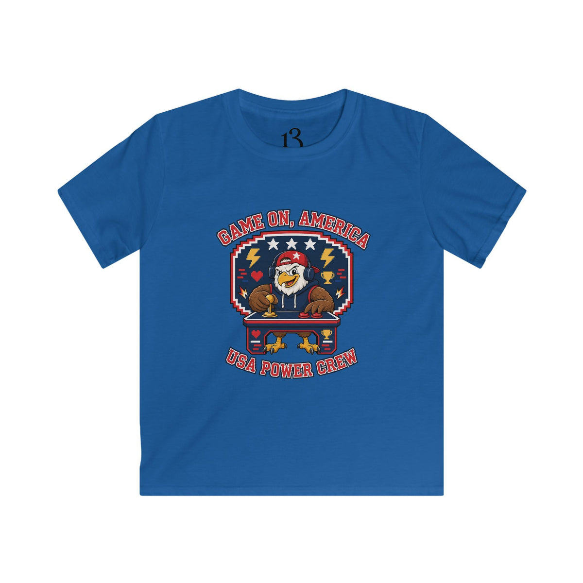 Kids Tee — 'Game On, America' Eagle Arcade Graphic Shirt
