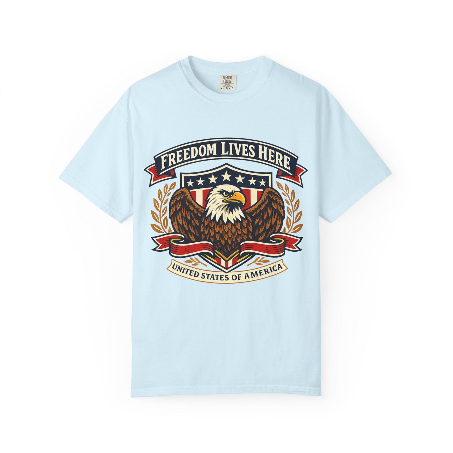 Freedom Lives Here Eagle T-Shirt — Patriotic USA Graphic Tee