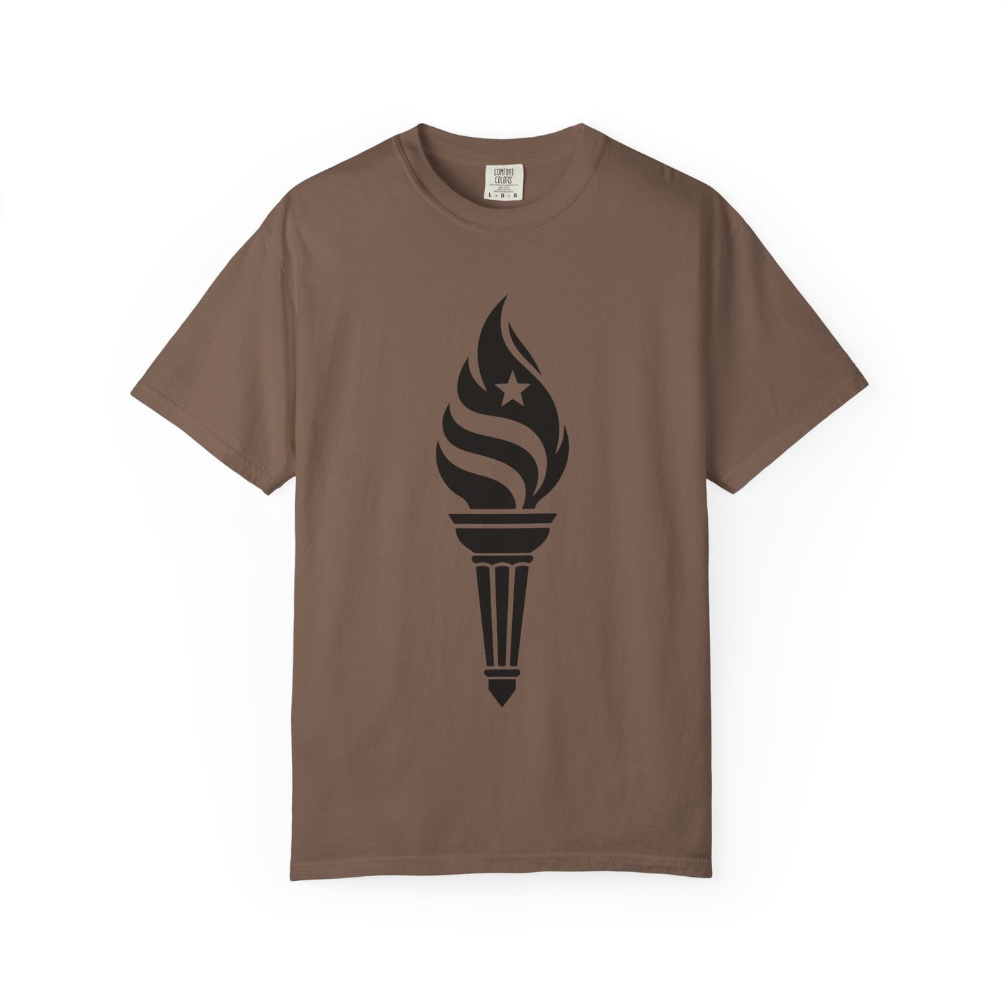 Liberty Torch T-Shirt — Patriotic Flame Tee with Star Emblem