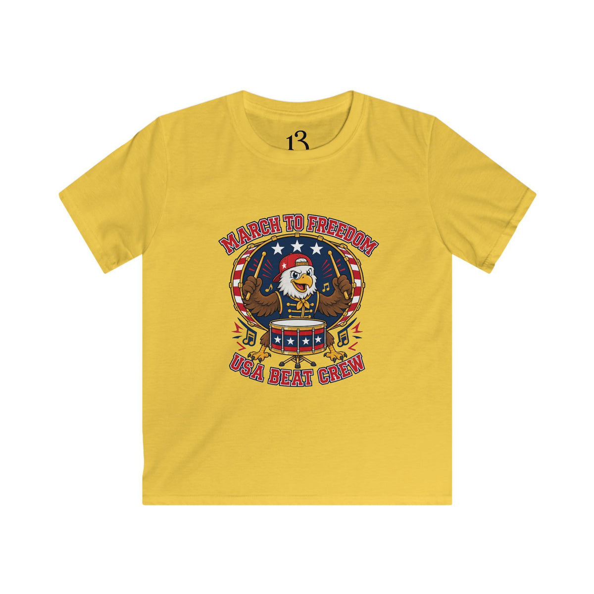 Kids Patriotic Eagle Tee - 'March to Freedom' Drumline Shirt