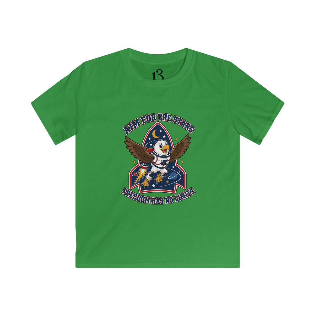 Kids Tee — 'Aim for the Stars' Rocket Eagle Graphic Shirt