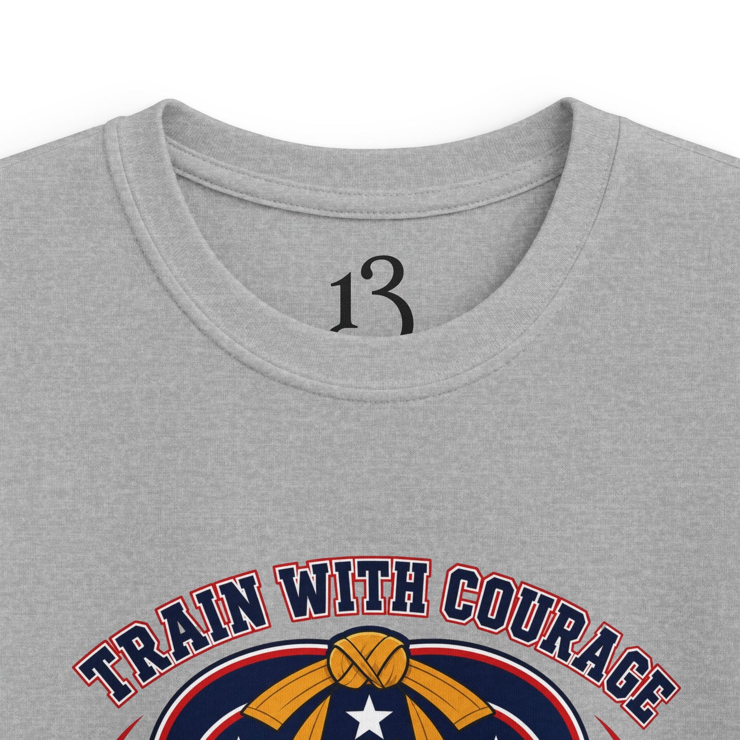 Kids Tee — "Train With Courage, Stand Strong And Free" Patriotic Martial Arts Penguin Design