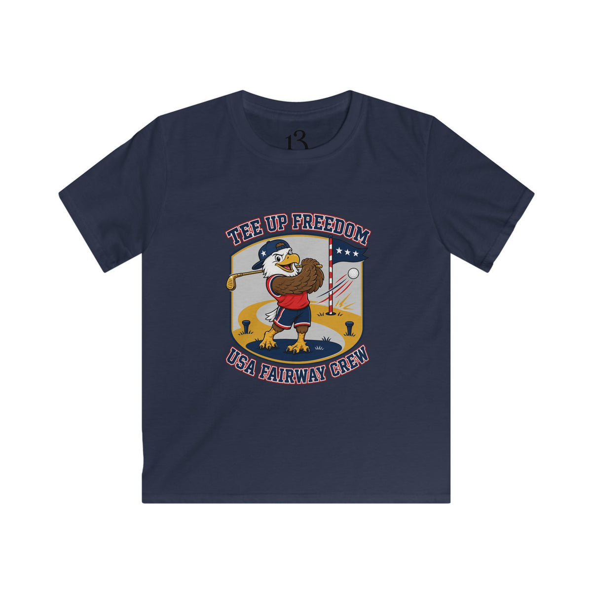 Kids T-Shirt - 'Tee Up Freedom' USA Fairway Crew Golf Graphic Tee for Boys