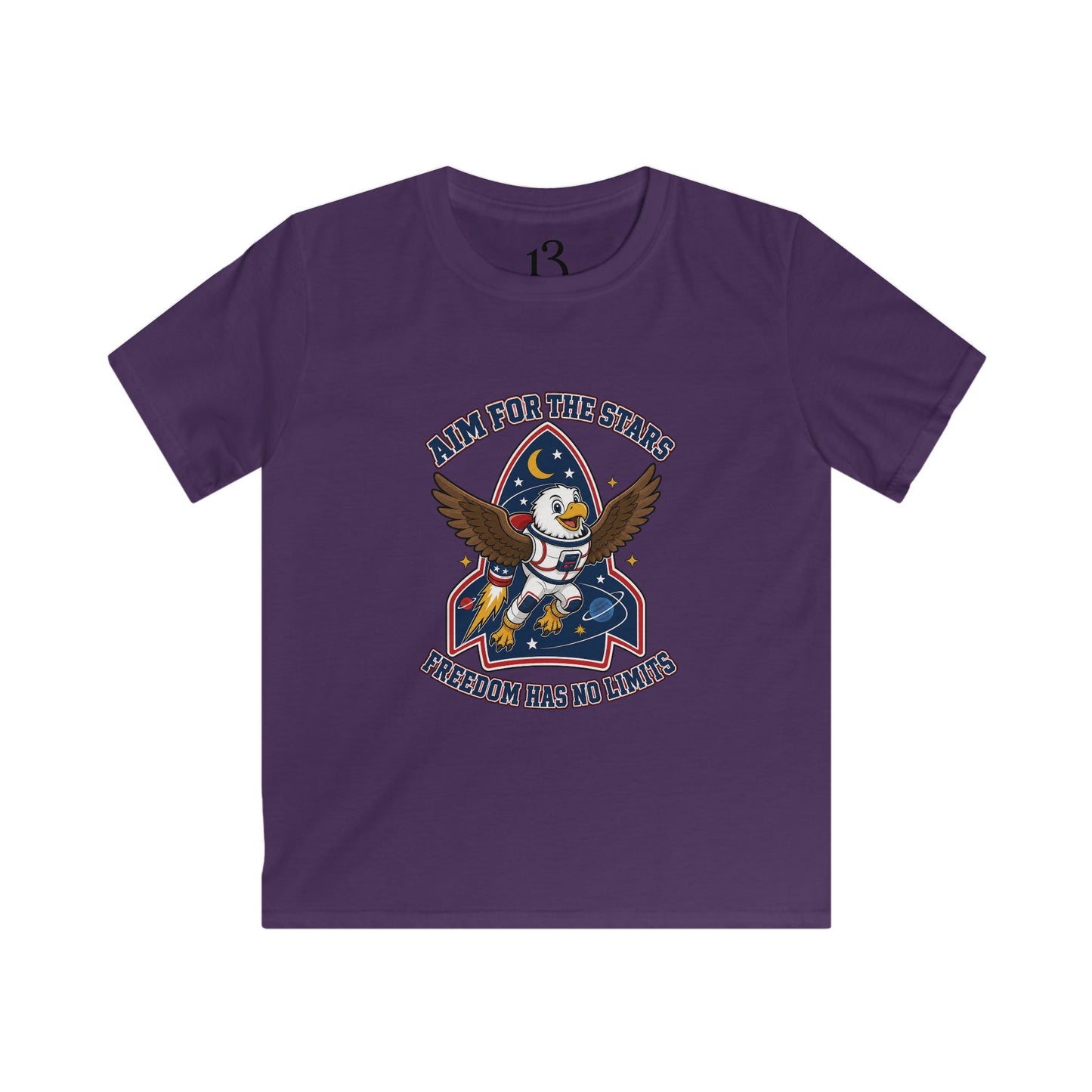 Kids Tee — 'Aim for the Stars' Rocket Eagle Graphic Shirt
