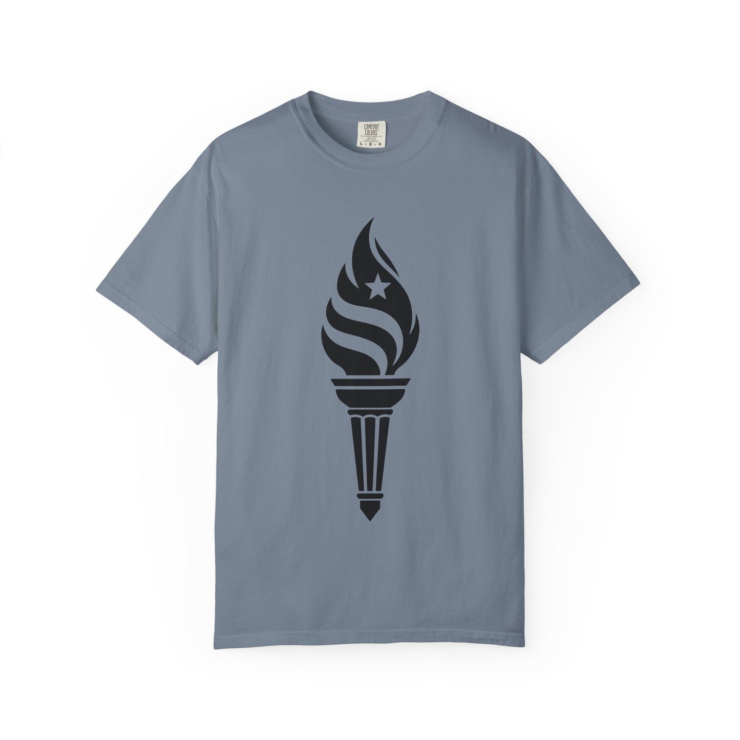 Liberty Torch T-Shirt — Patriotic Flame Tee with Star Emblem