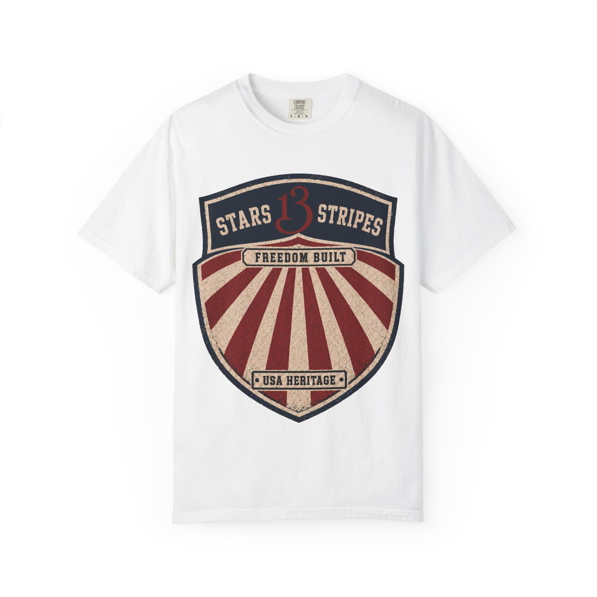Stars13stripeS Shield T-Shirt — Freedom Built USA Heritage Tee