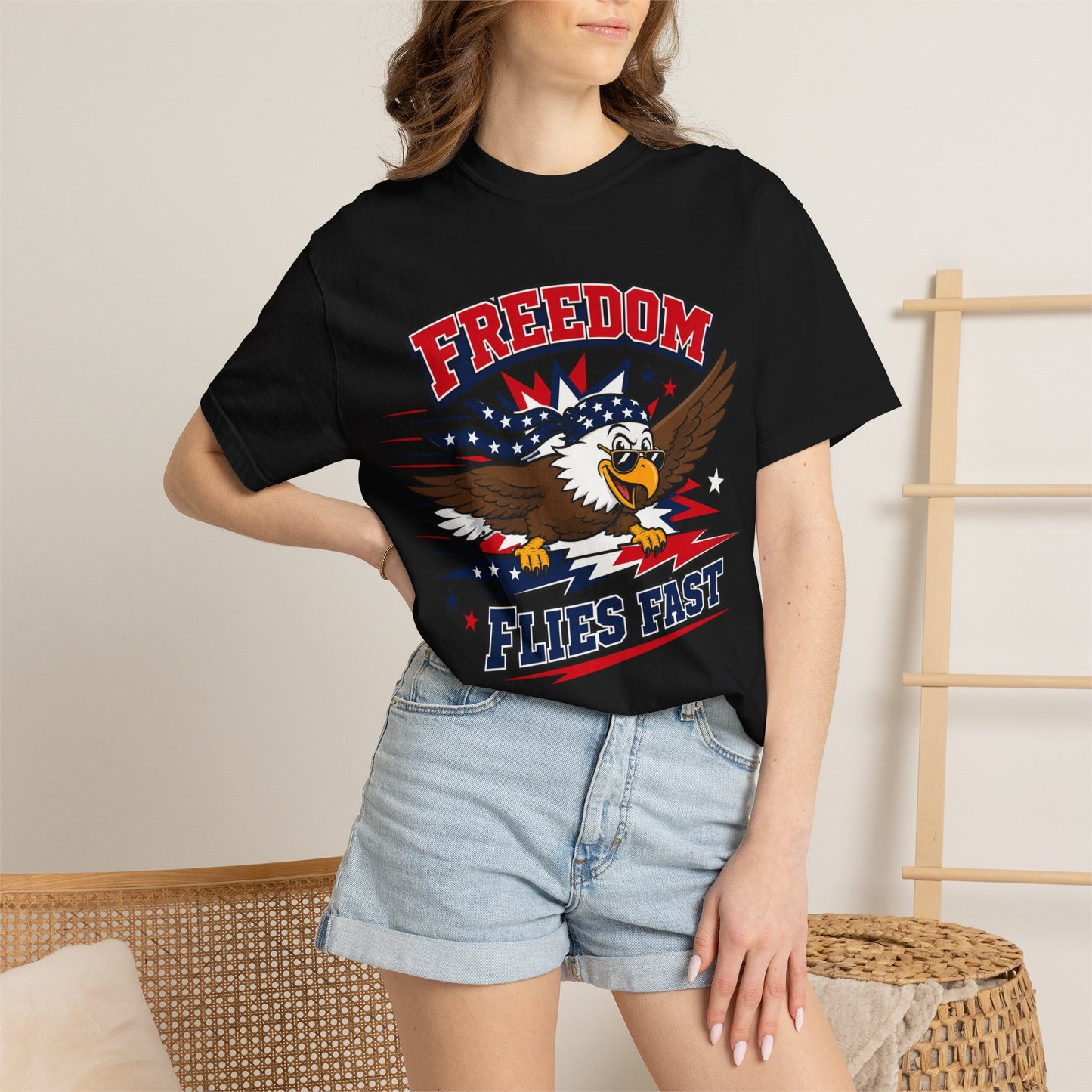 Freedom Flies Fast T-Shirt — Patriotic Eagle Graphic Tee