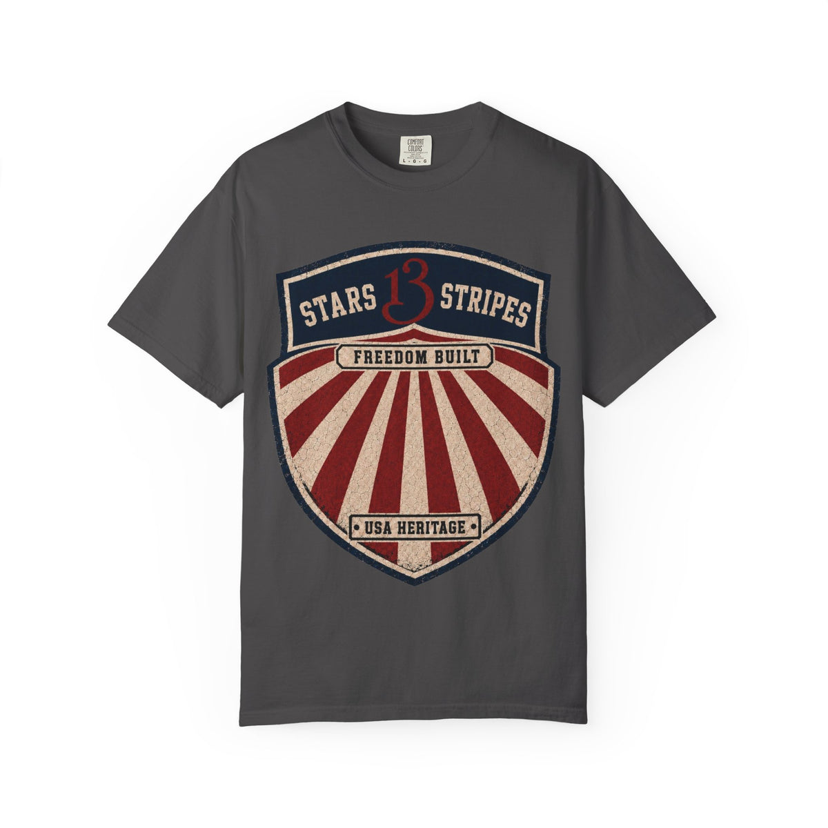 Stars13stripeS Shield T-Shirt — Freedom Built USA Heritage Tee