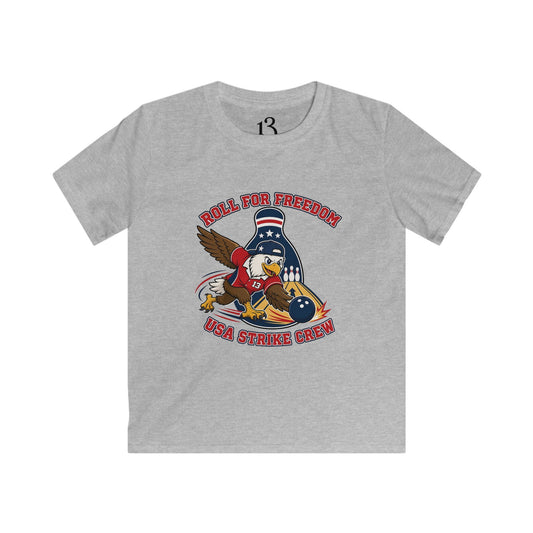Kids Tee - Bowling Eagle “Roll For Freedom” Patriotic Graphic