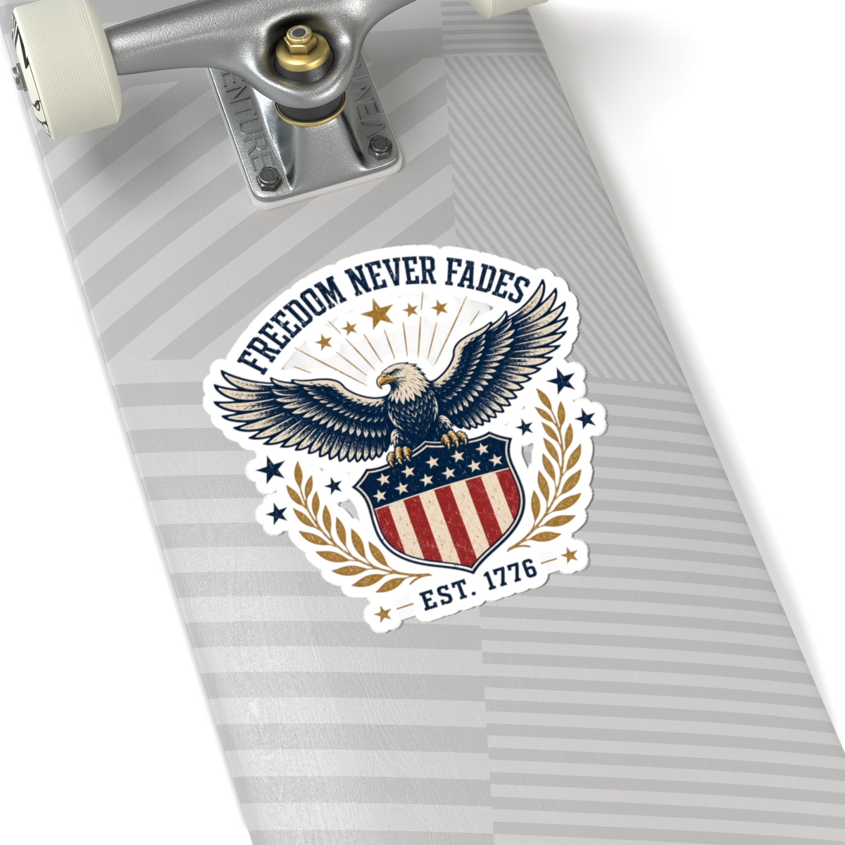 Patriotic Eagle Sticker — "Freedom Never Fades" Kiss-Cut Vinyl (Est. 1776)