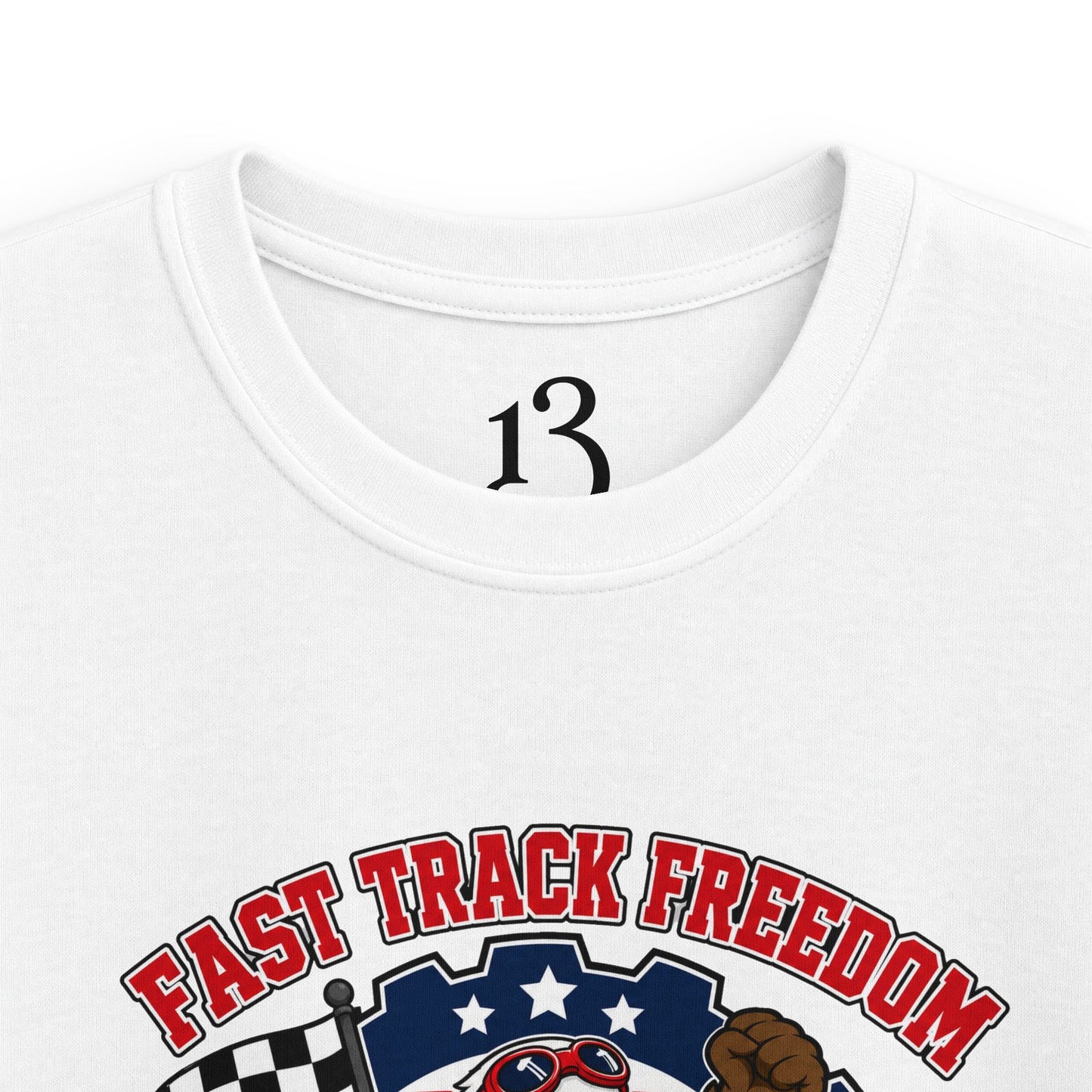 Kids Racing Tee - 'Fast Track Freedom' USA Racing Champion Graphic