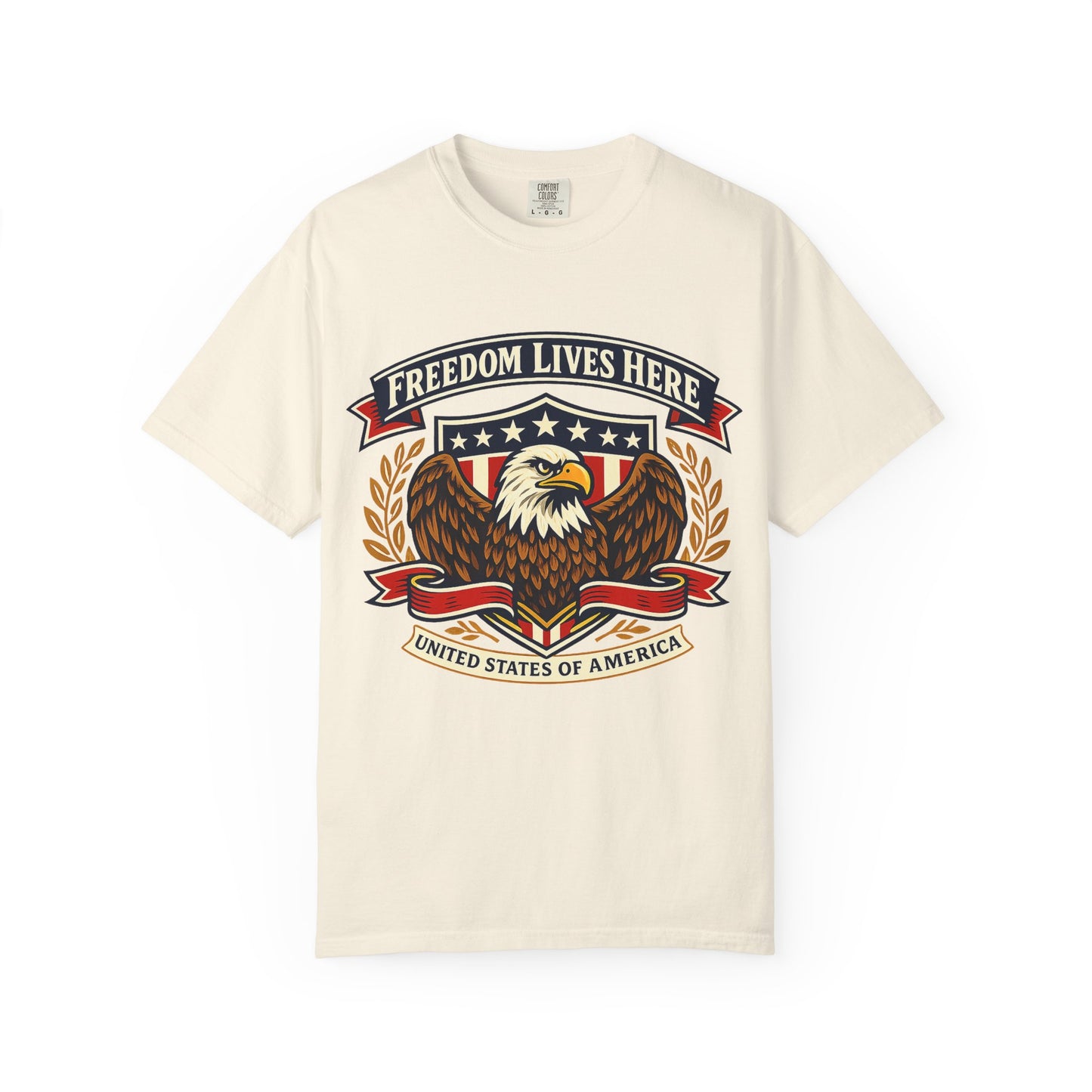 Freedom Lives Here Eagle T-Shirt — Patriotic USA Graphic Tee