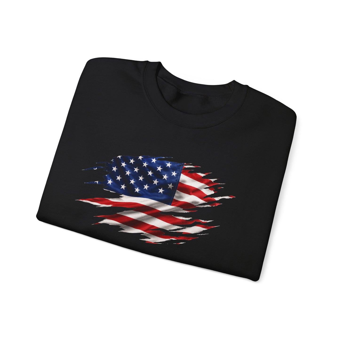 Distressed American Flag Crewneck Sweatshirt – Patriotic USA Pullover