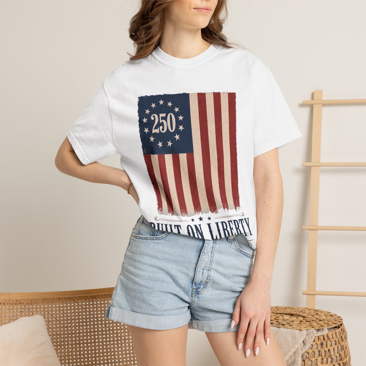 Built on Liberty 250 Flag T-Shirt — Patriotic Independence Day Tee