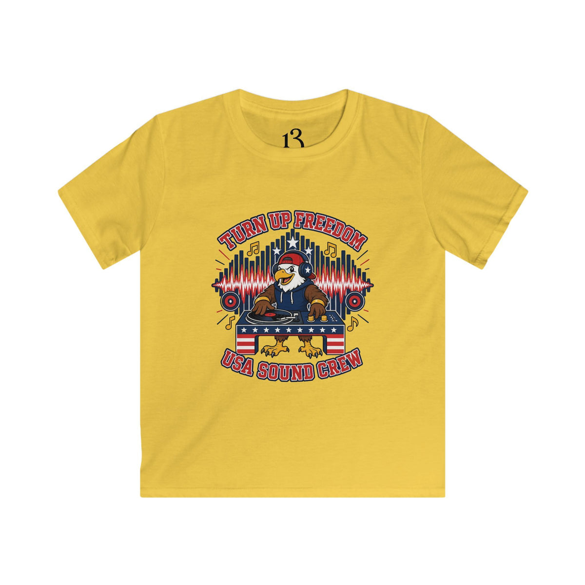 Kids Tee - "Turn Up Freedom" USA Sound Crew Patriotic Eagle Graphic