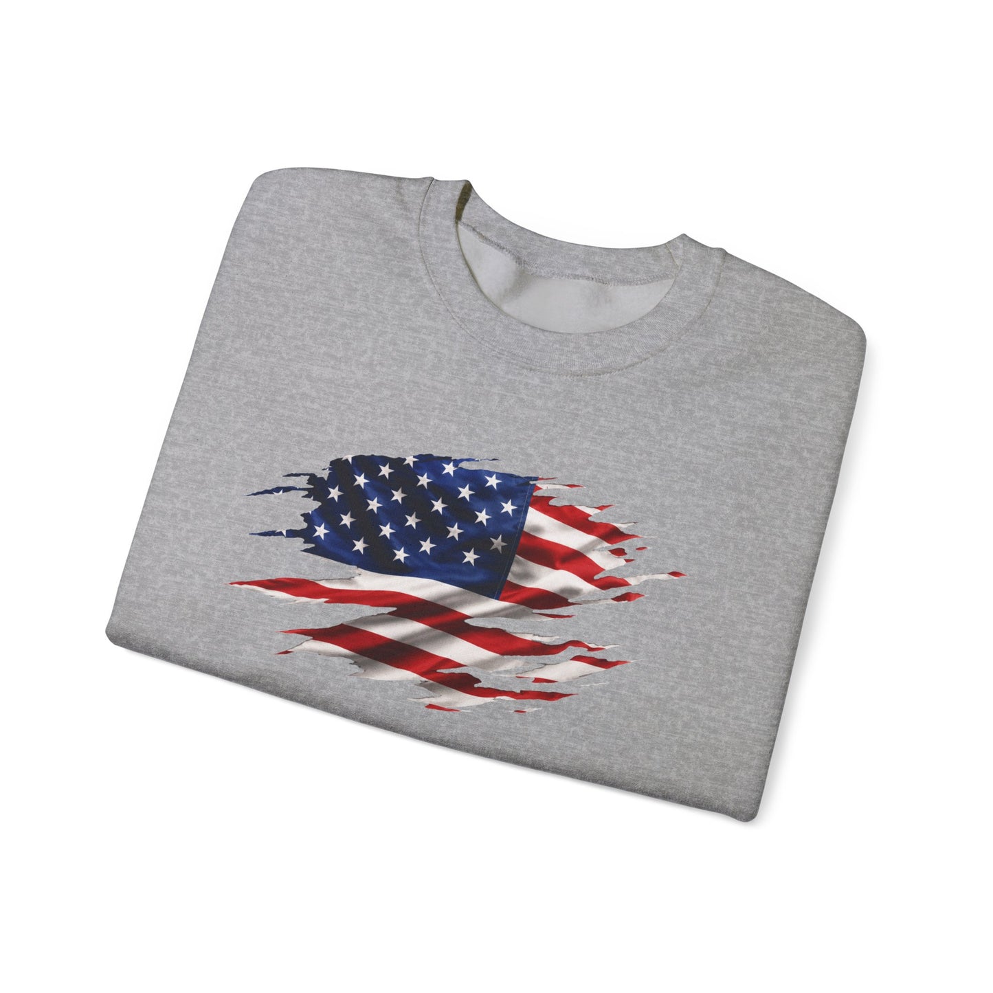 Distressed American Flag Crewneck Sweatshirt – Patriotic USA Pullover
