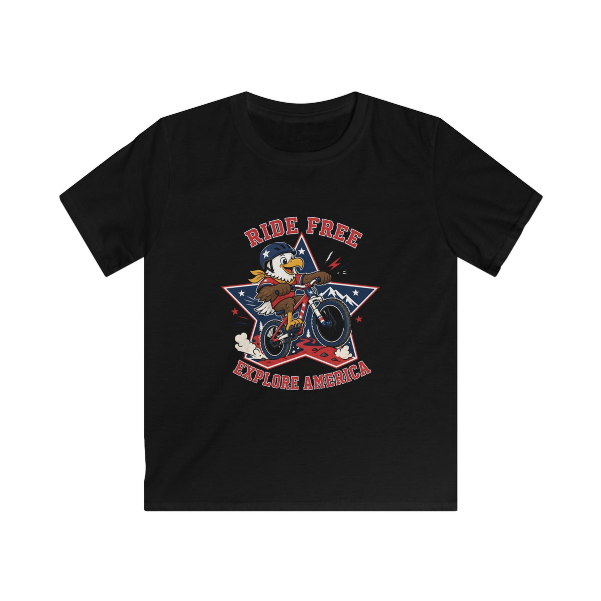 Kids' Bicycle Tee — "Ride Free" Retro Biker Graphic