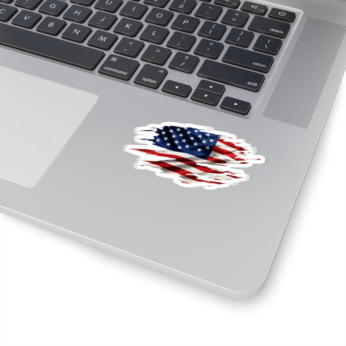 American Flag Torn-Brush Kiss-Cut Sticker — Patriotic USA Decal for Laptops, Water Bottles & Cars
