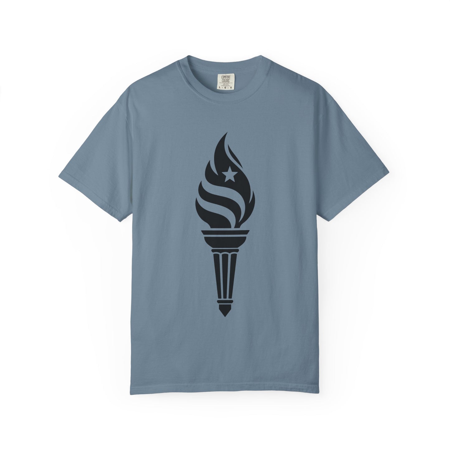 Liberty Torch T-Shirt — Patriotic Flame Tee with Star Emblem