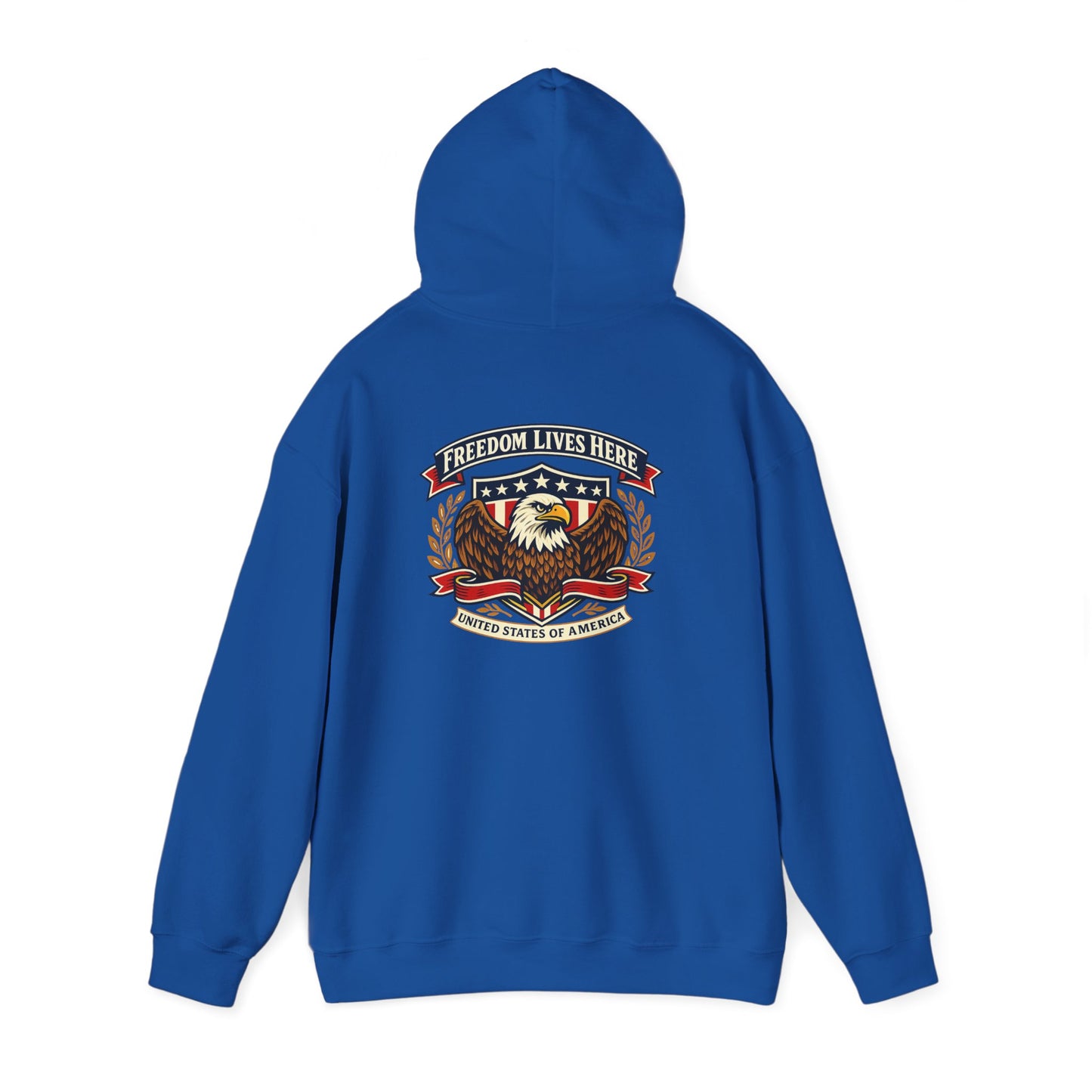 Patriotic Eagle Freedom Hoodie — USA Crest Back Design