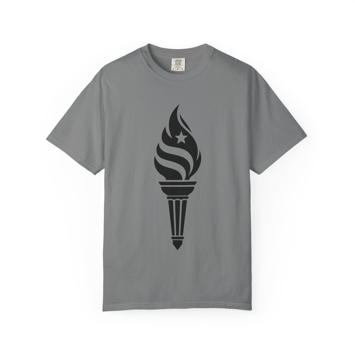 Liberty Torch T-Shirt — Patriotic Flame Tee with Star Emblem