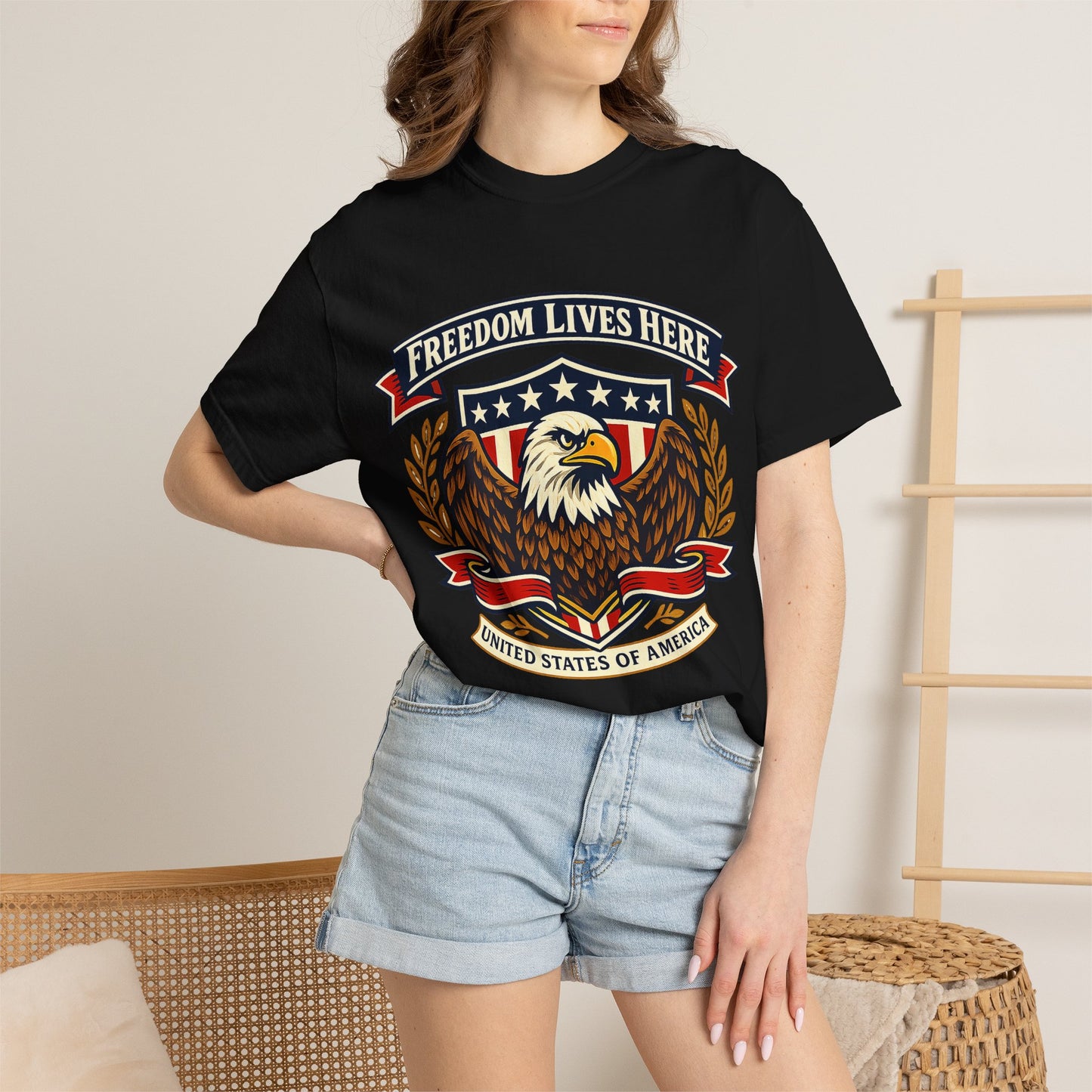 Freedom Lives Here Eagle T-Shirt — Patriotic USA Graphic Tee