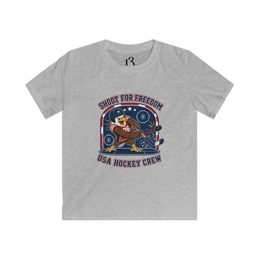 Kids Hockey Tee — "Shoot for Freedom" USA Hockey Crew Youth Shirt