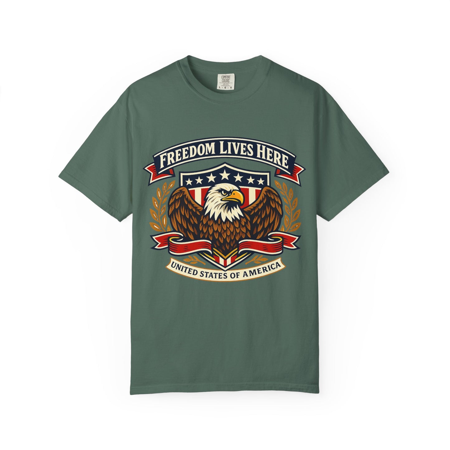 Freedom Lives Here Eagle T-Shirt — Patriotic USA Graphic Tee