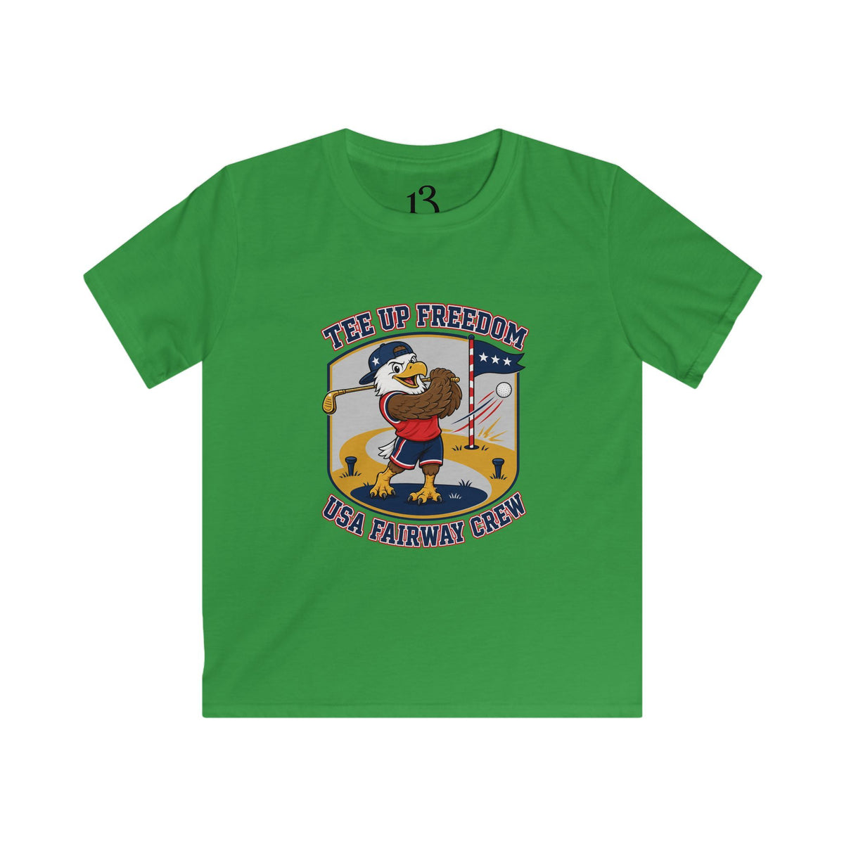 Kids T-Shirt - 'Tee Up Freedom' USA Fairway Crew Golf Graphic Tee for Boys