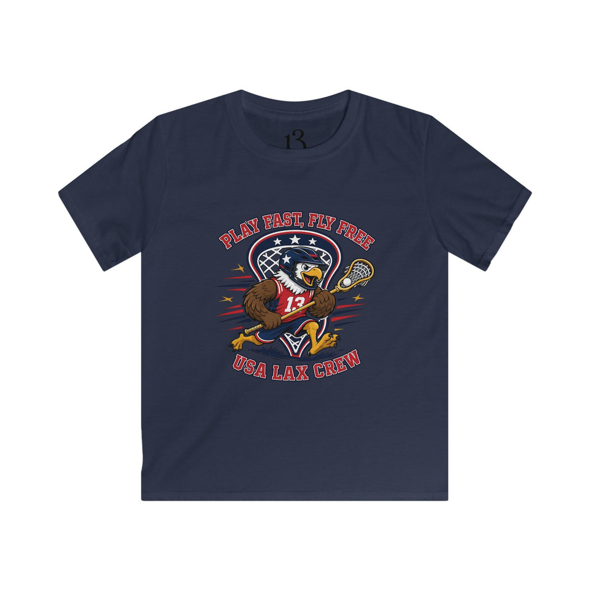 Kids Lacrosse Tee - 'Play Fast, Hit Hard' Eagle Lacrosse Graphic Shirt