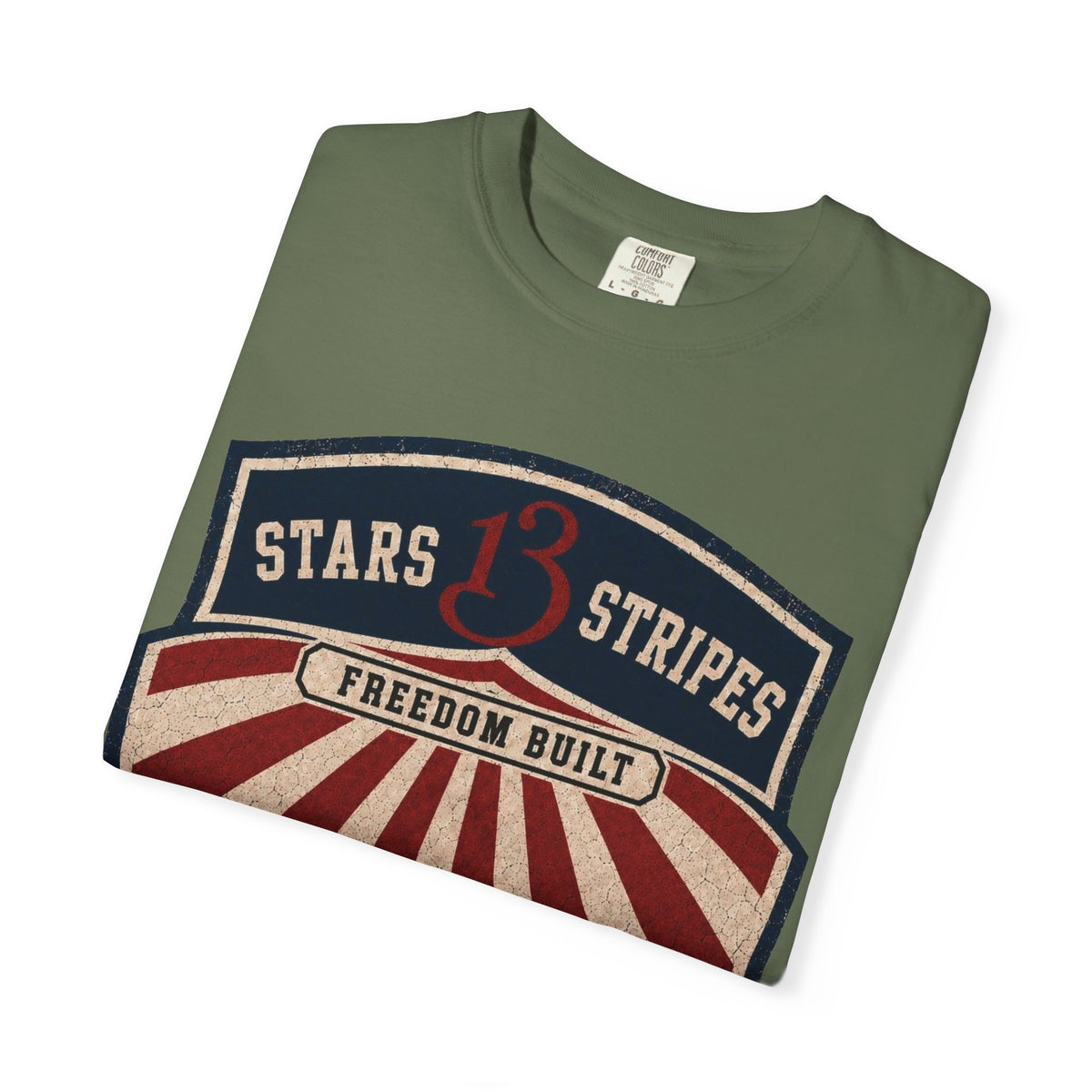 Stars13stripeS Shield T-Shirt — Freedom Built USA Heritage Tee