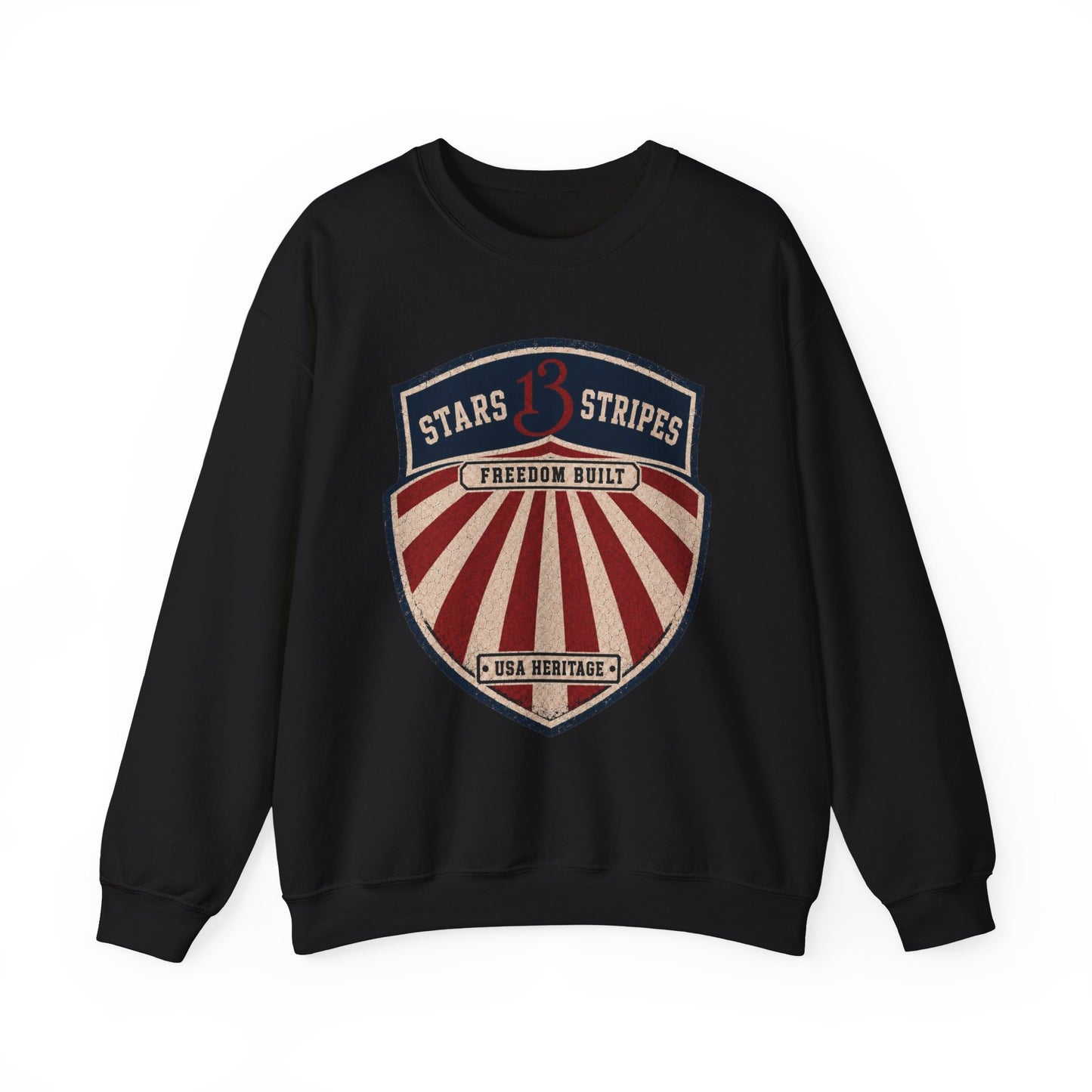 Crewneck Sweatshirt — Vintage 'Stars13stripeS' Patriot Shield