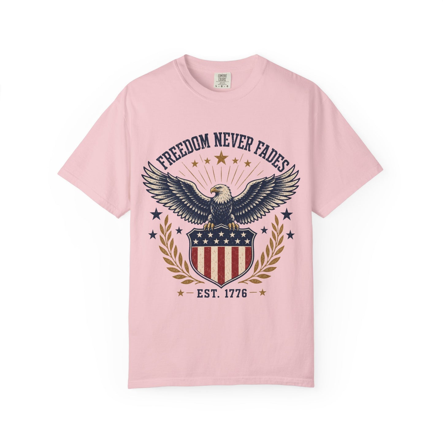 Patriotic Eagle T-Shirt — "Freedom Never Fades" (Est. 1776)
