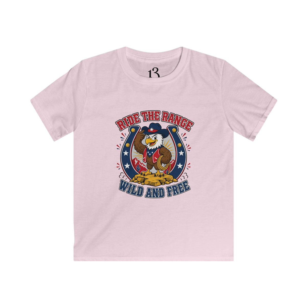 Kids T-Shirt - "Ride the Range Wild and Free" Cowboy Eagle Graphic