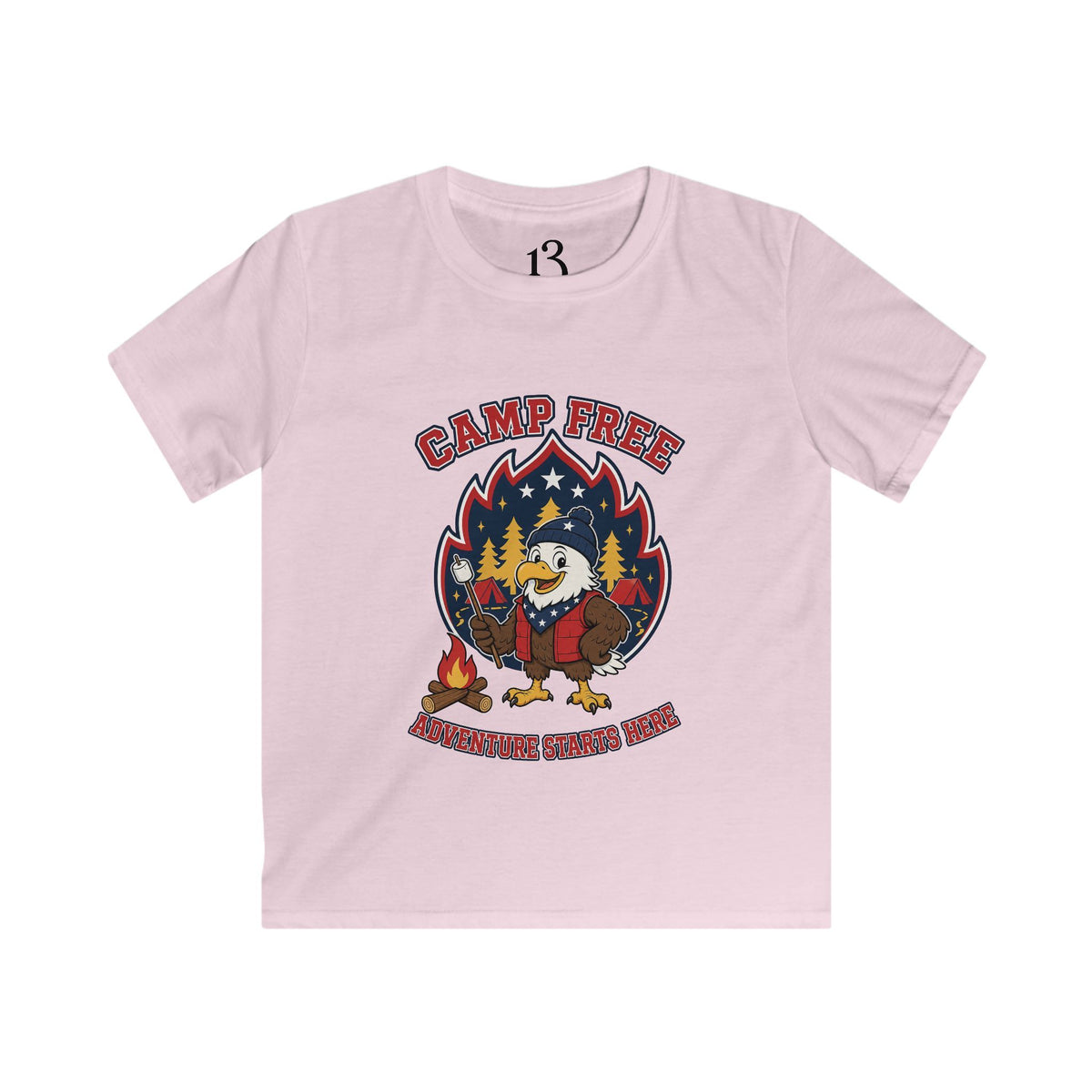 Kids Tee - "Camp Free" Eagle Camping Graphic Shirt for Outdoor-Loving Kids