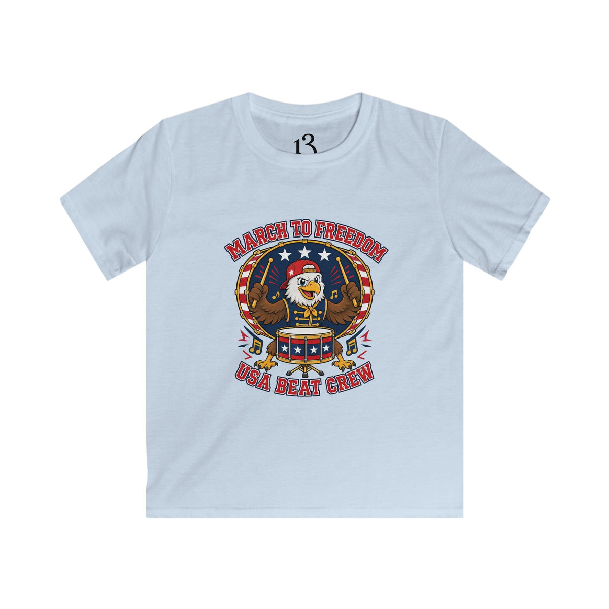Kids Patriotic Eagle Tee - 'March to Freedom' Drumline Shirt