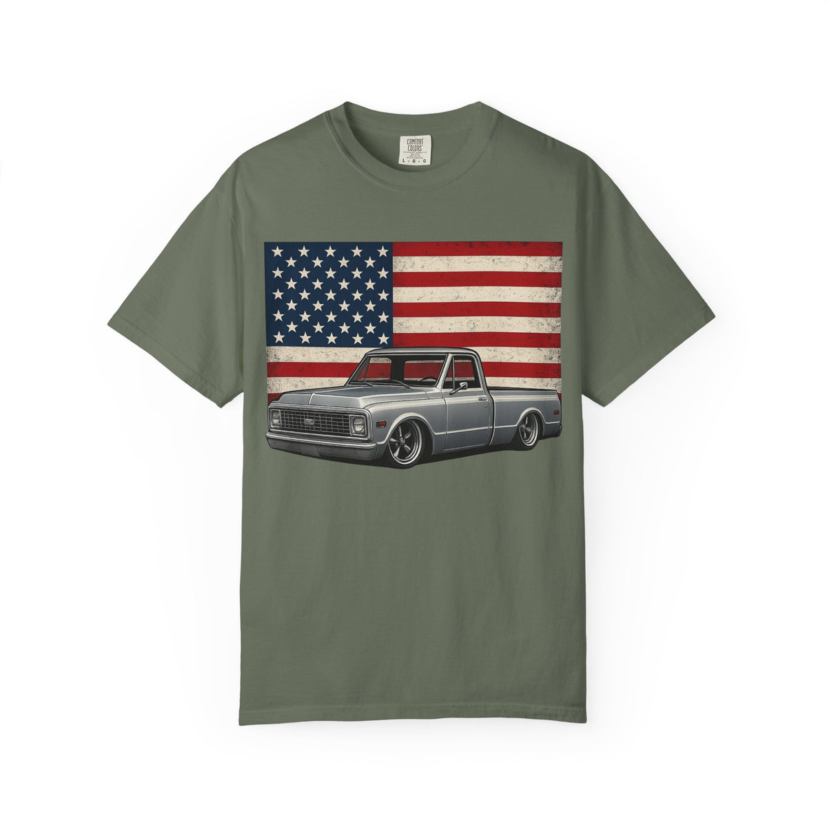 Vintage Chevy C10 Truck T-Shirt with American Flag