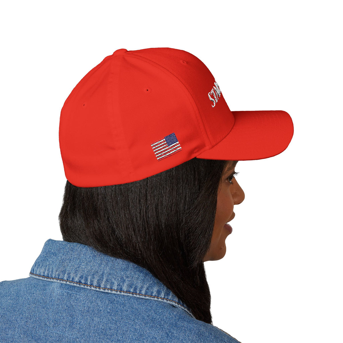 Stars13stripeS Embroidered Enclosed Back Cap White Font