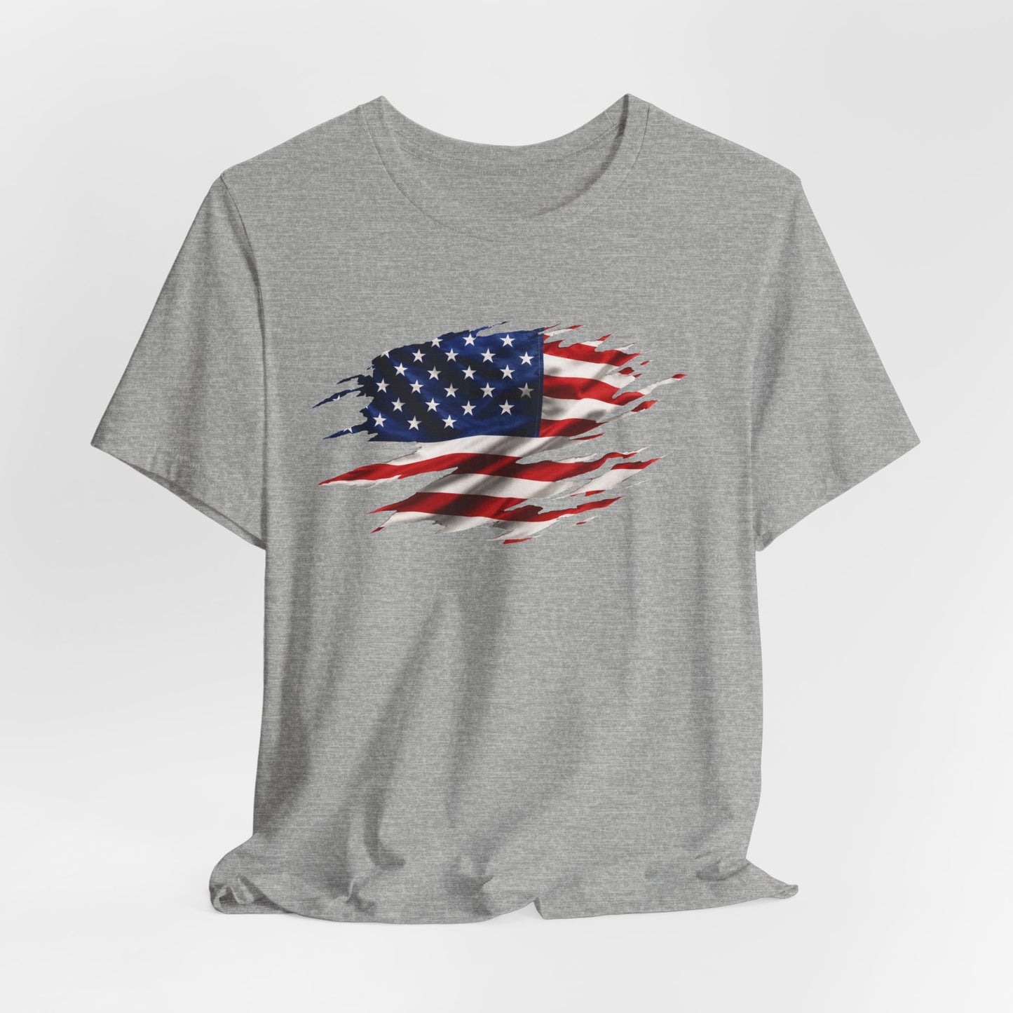 Ripped American Flag T-Shirt — Distressed USA Patriotic Tee for 4th of July