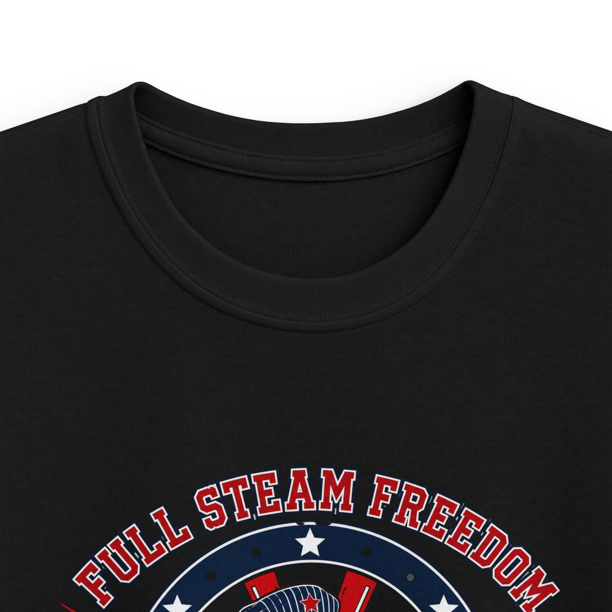 Kids Tee - Patriotic Eagle Engineer "Full Steam Freedom, USA Rail Crew" Railway Graphic