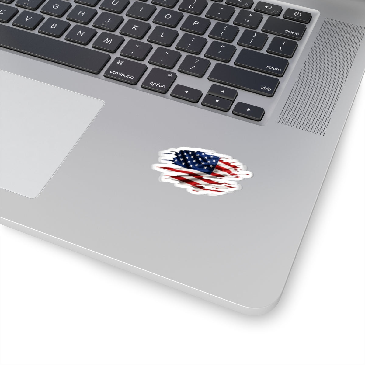 American Flag Torn-Brush Kiss-Cut Sticker — Patriotic USA Decal for Laptops, Water Bottles & Cars