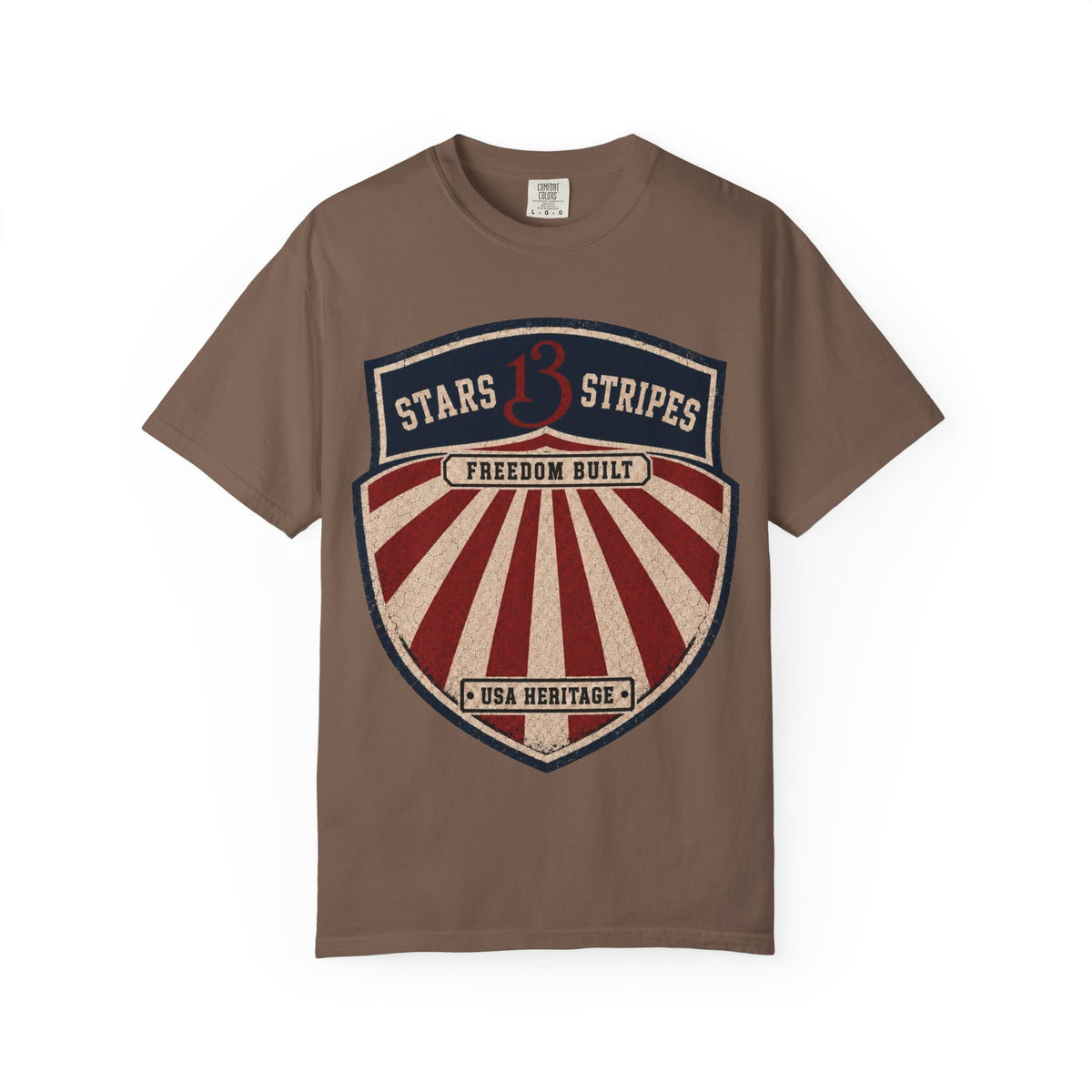 Stars13stripeS Shield T-Shirt — Freedom Built USA Heritage Tee