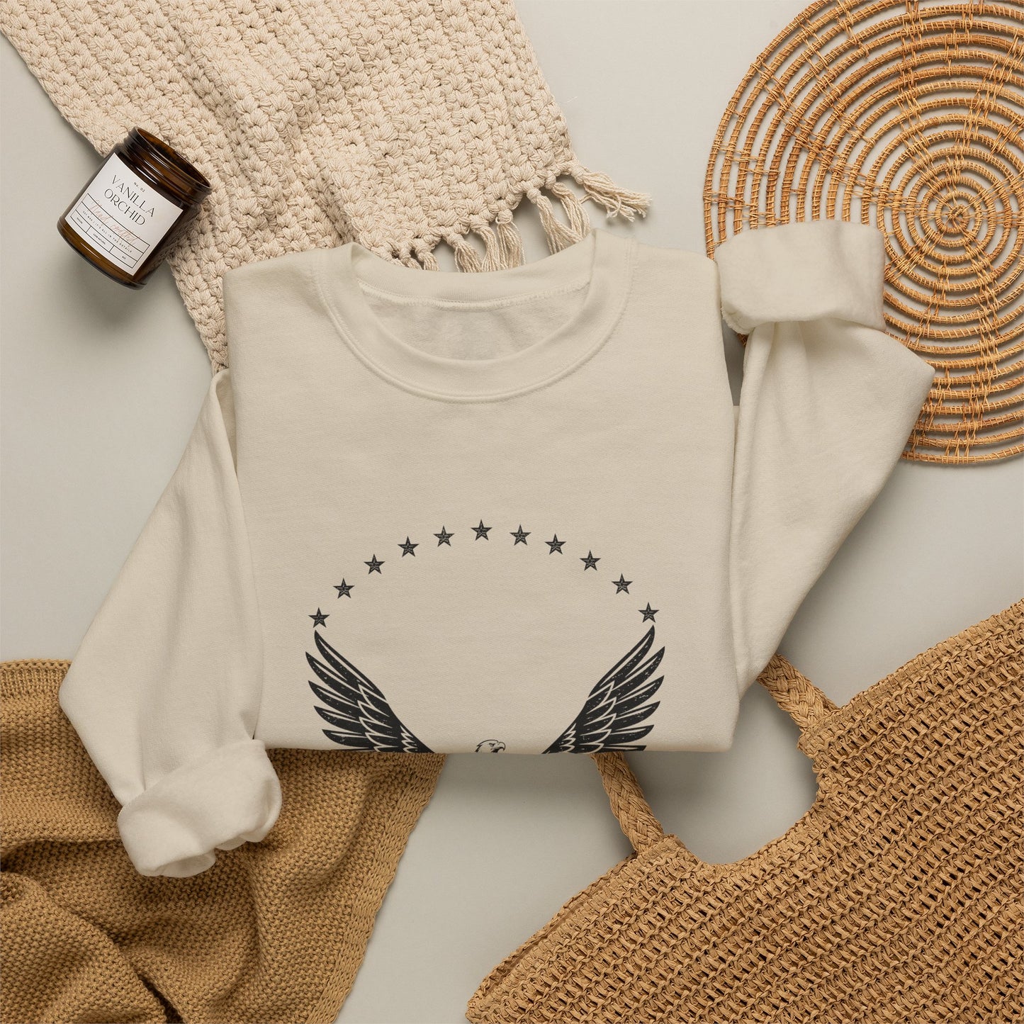 Eagle Emblem Crewneck Sweatshirt — "Freedom Stands Tall" Graphic