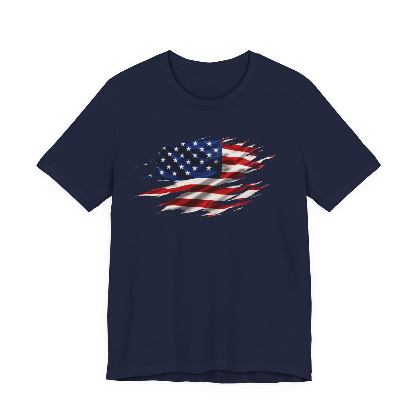 Ripped American Flag T-Shirt — Distressed USA Patriotic Tee for 4th of July
