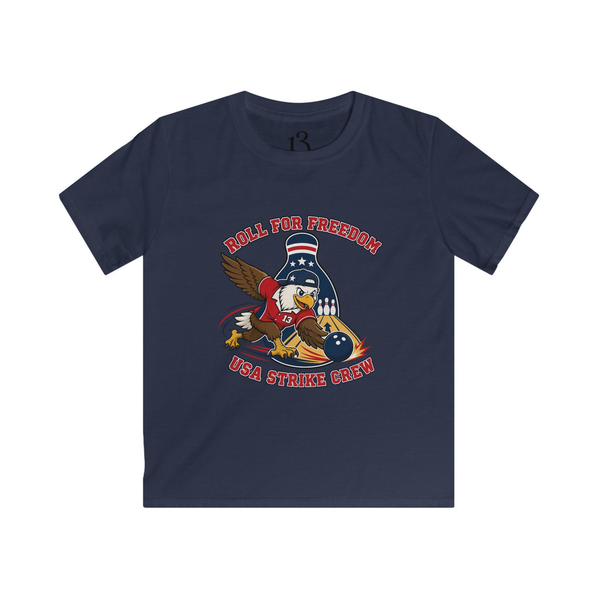 Kids Tee - Bowling Eagle “Roll For Freedom” Patriotic Graphic