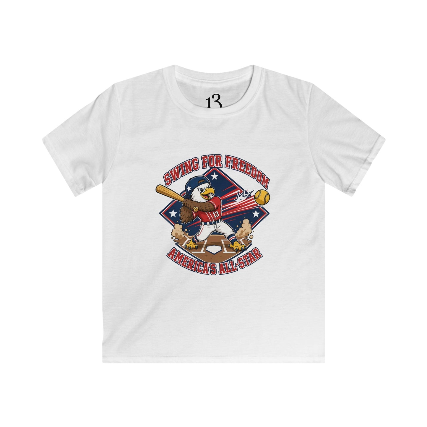Kids Tee - "Swinging for Freedom" Patriotic Baseball Eagle Design