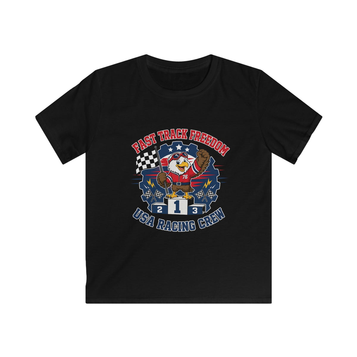 Kids Racing Tee - 'Fast Track Freedom' USA Racing Champion Graphic