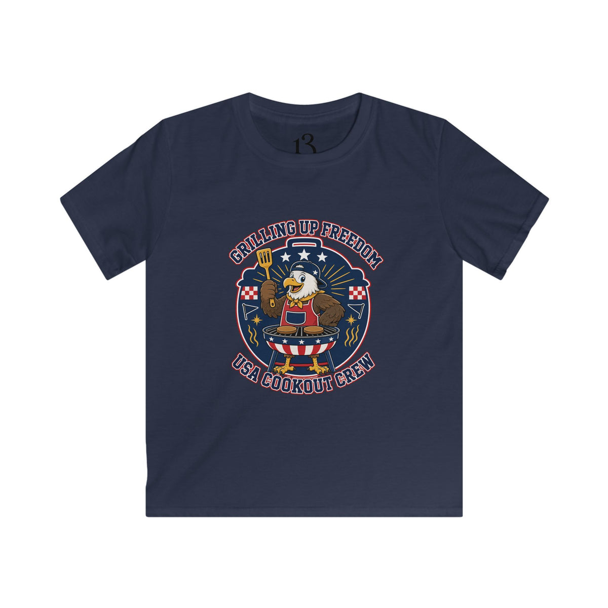 Kids T‑Shirt — "Grilling Up Freedom" USA Cookout Crew Patriotic BBQ Tee