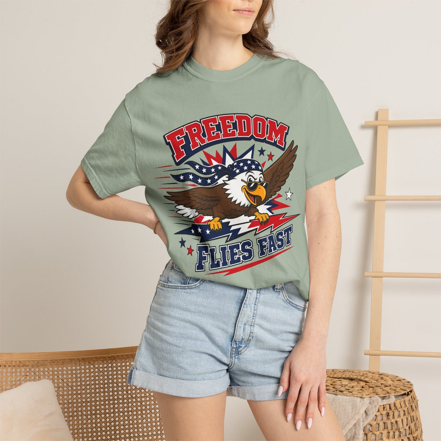 Freedom Flies Fast T-Shirt — Patriotic Eagle Graphic Tee
